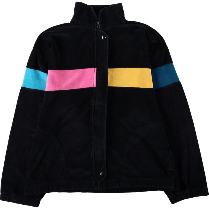 80'S PLAYERS CLUB Velour Jersey Track Jacket, Women's Size L (approx.), Vintage cotton black type Vintage Second Hand