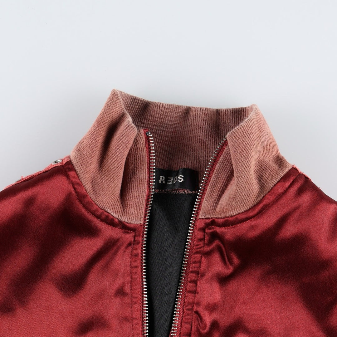 REDS Silk Blouson, Women's Size M (approx.) cotton red type Vintage Second Hand