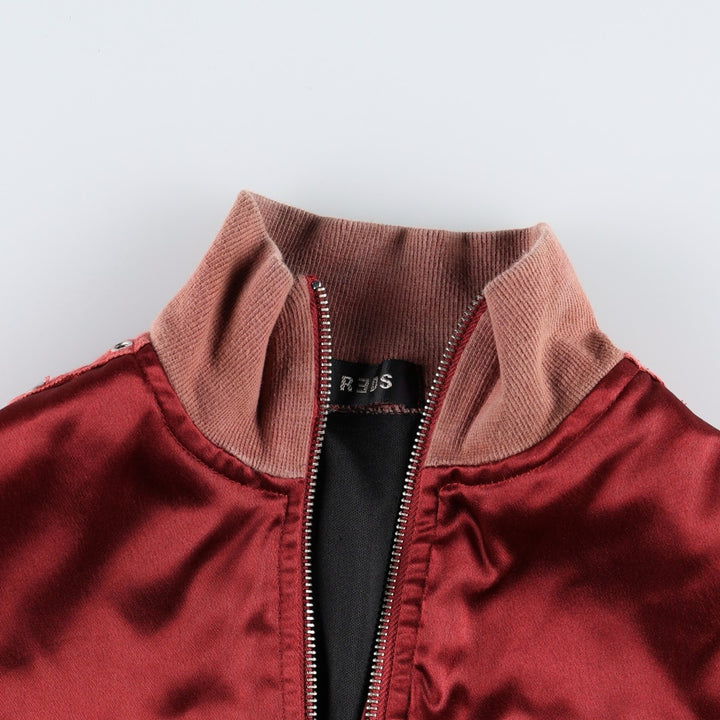 REDS Silk Blouson, Women's Size M (approx.) cotton red type Vintage Second Hand