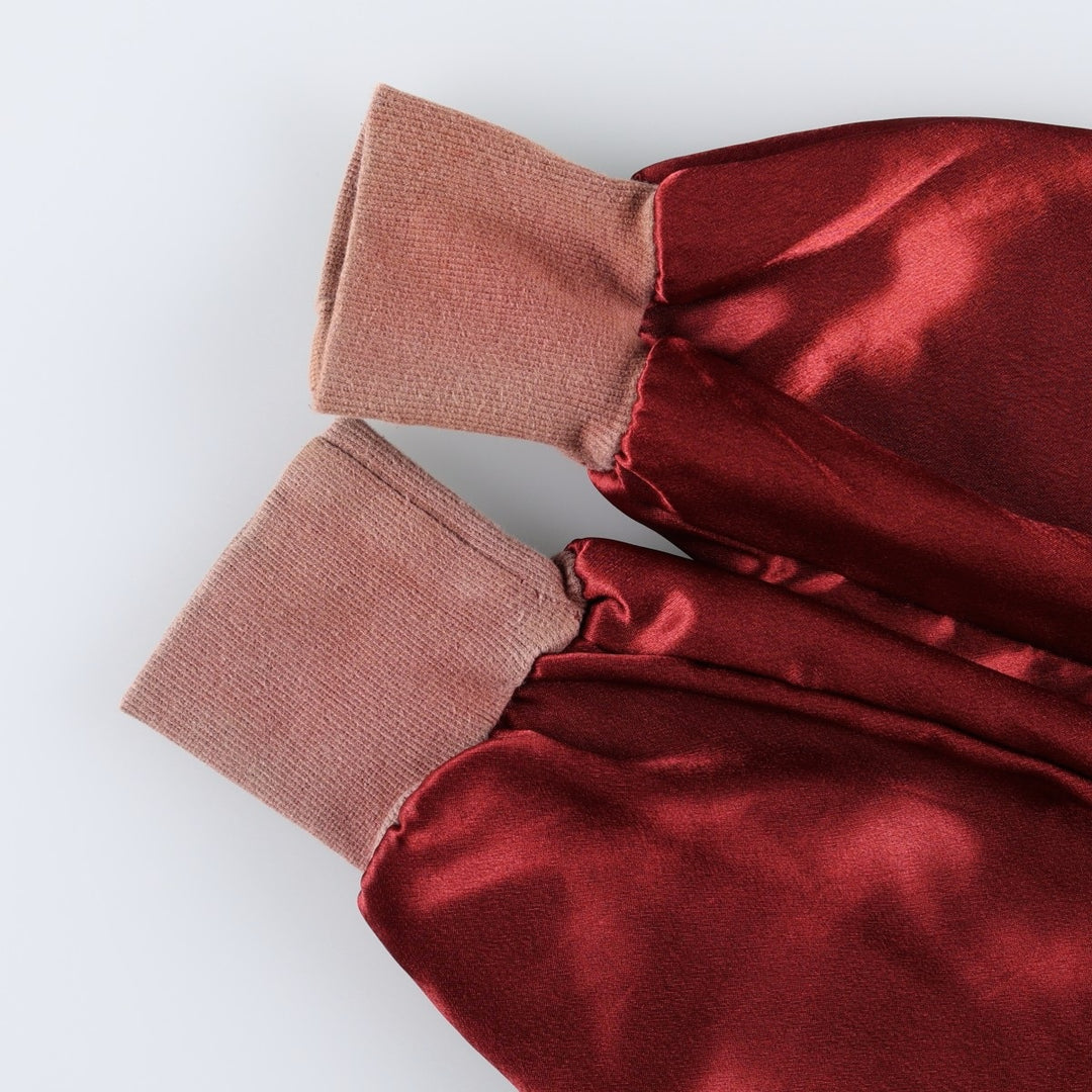 REDS Silk Blouson, Women's Size M (approx.) cotton red type Vintage Second Hand