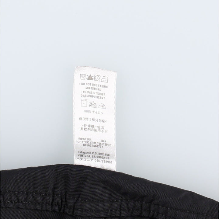 Patagonia Wavefarer Board Shorts 76552SP12 Nylon Shorts Women's XL (equivalent to W33) Nylon black type Vintage Second Hand