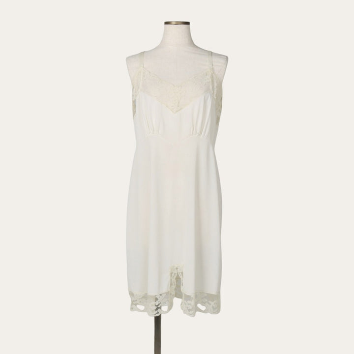 1970'S Saks Fifth Avenue Half-Length Lingerie Camisole Dress, Women's Size M (Equivalent), Vintage unclear ivory Vintage Second Hand