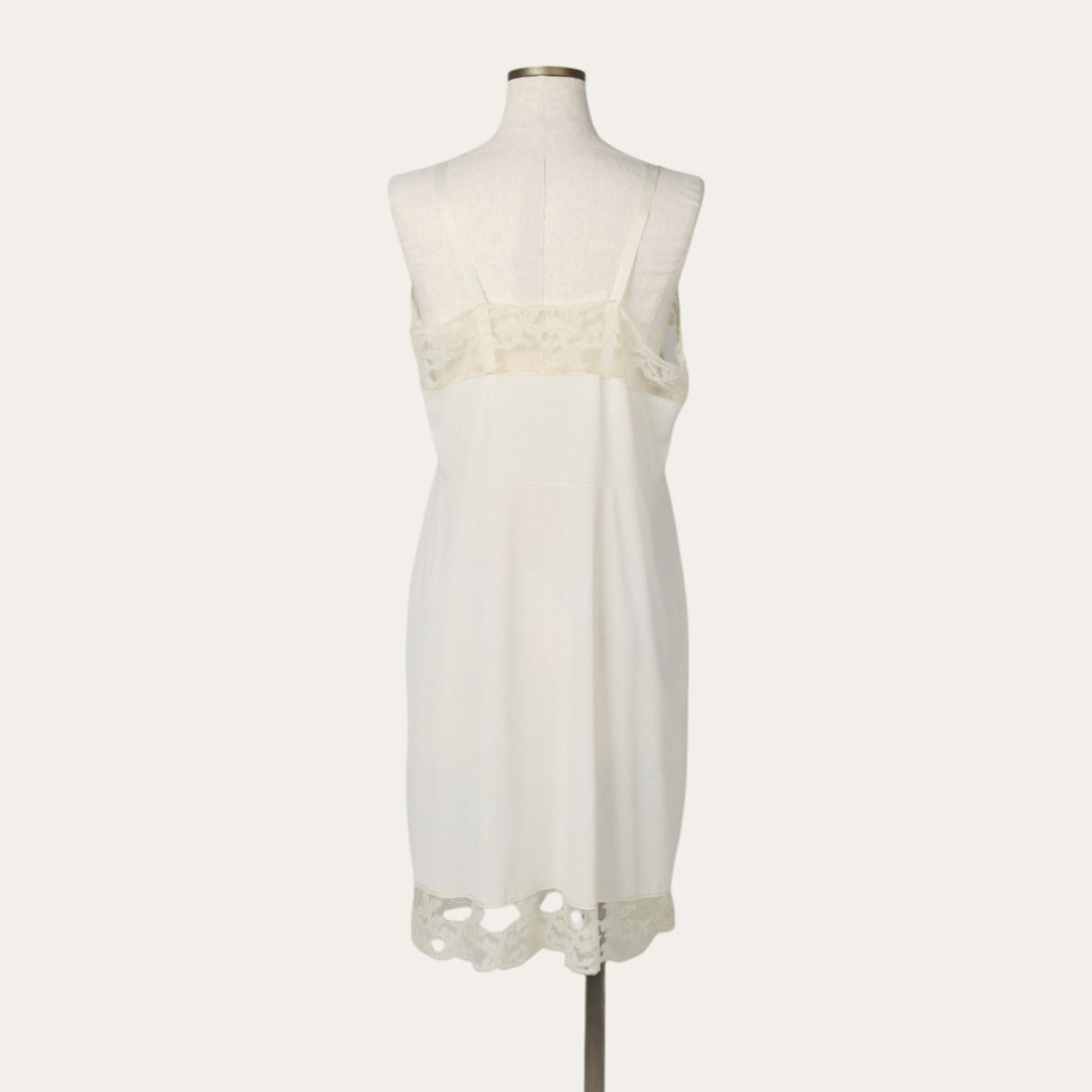1970'S Saks Fifth Avenue Half-Length Lingerie Camisole Dress, Women's Size M (Equivalent), Vintage unclear ivory Vintage Second Hand