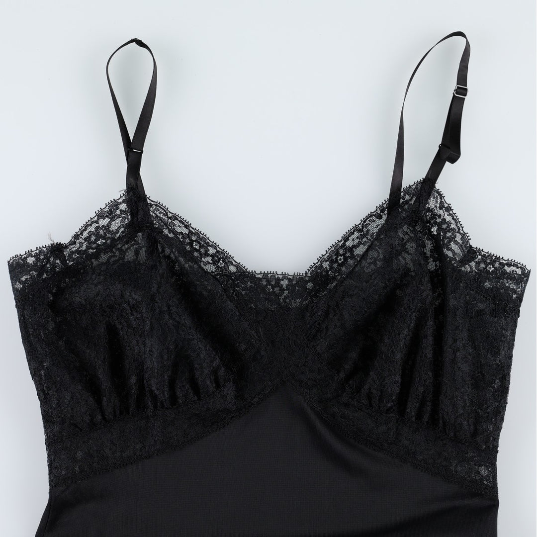 1960s-1970'S Van Raalte Midi-Length Lingerie Camisole Dress, Made in USA, Women's Size S (Equivalent), Vintage Nylon black type Vintage Second Hand