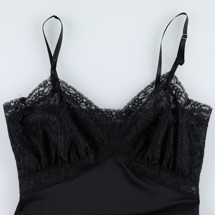 1960s-1970'S Van Raalte Midi-Length Lingerie Camisole Dress, Made in USA, Women's Size S (Equivalent), Vintage Nylon black type Vintage Second Hand