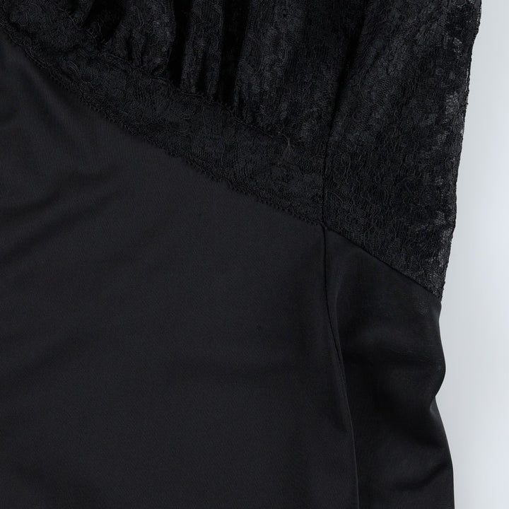 1960s-1970'S Van Raalte Midi-Length Lingerie Camisole Dress, Made in USA, Women's Size S (Equivalent), Vintage Nylon black type Vintage Second Hand
