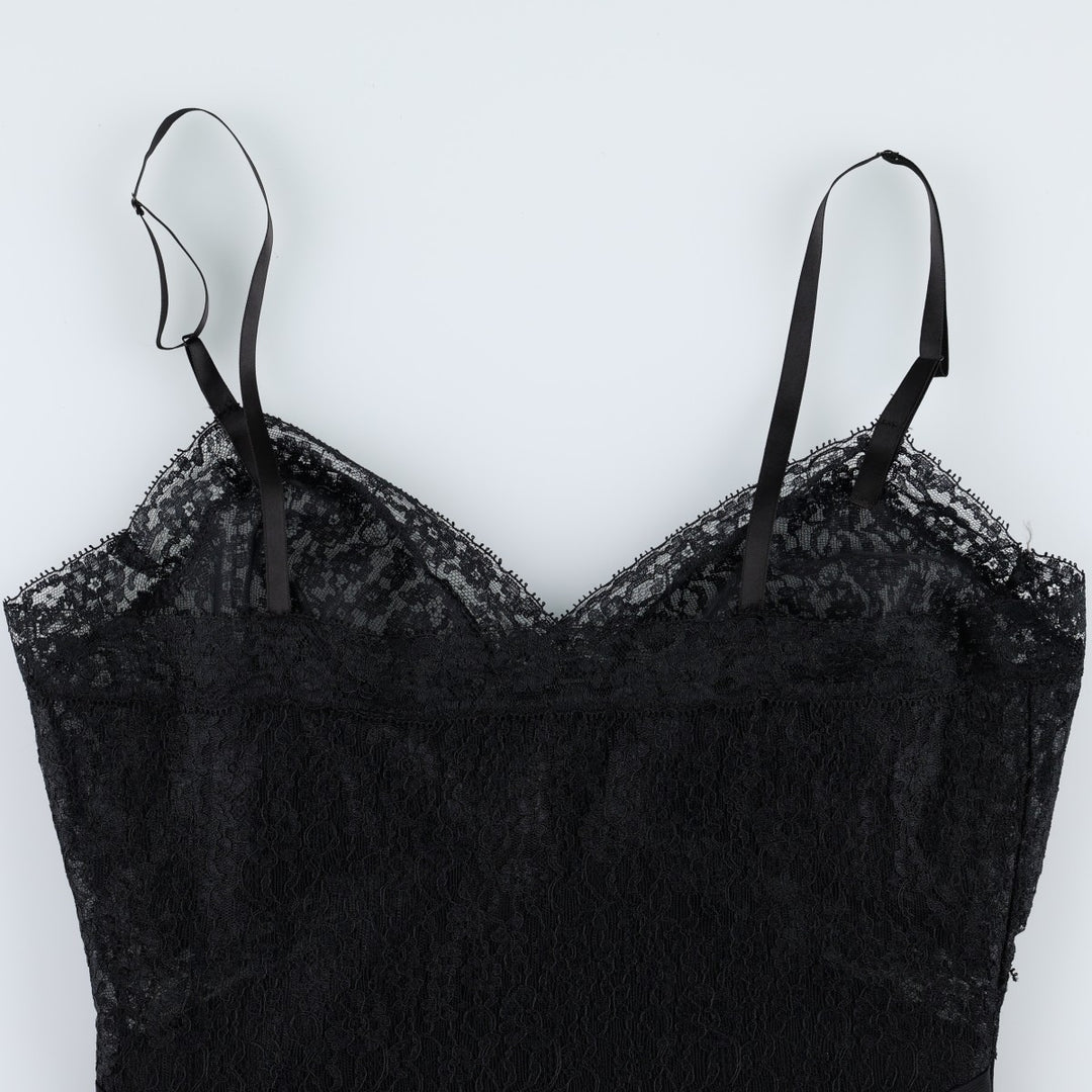 1960s-1970'S Van Raalte Midi-Length Lingerie Camisole Dress, Made in USA, Women's Size S (Equivalent), Vintage Nylon black type Vintage Second Hand