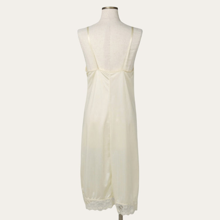 DIANE von FURSTENBERG midi-length lingerie camisole dress, made in the USA, women's size M equivalent. Nylon unbleached Vintage Second Hand