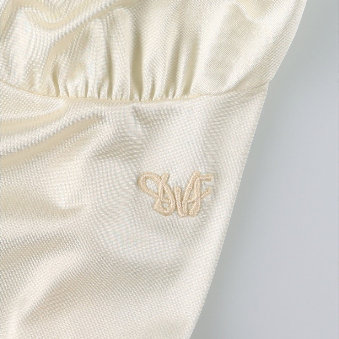 DIANE von FURSTENBERG midi-length lingerie camisole dress, made in the USA, women's size M equivalent. Nylon unbleached Vintage Second Hand