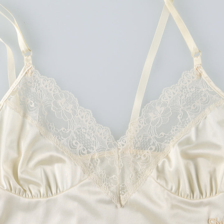 DIANE von FURSTENBERG midi-length lingerie camisole dress, made in the USA, women's size M equivalent. Nylon unbleached Vintage Second Hand