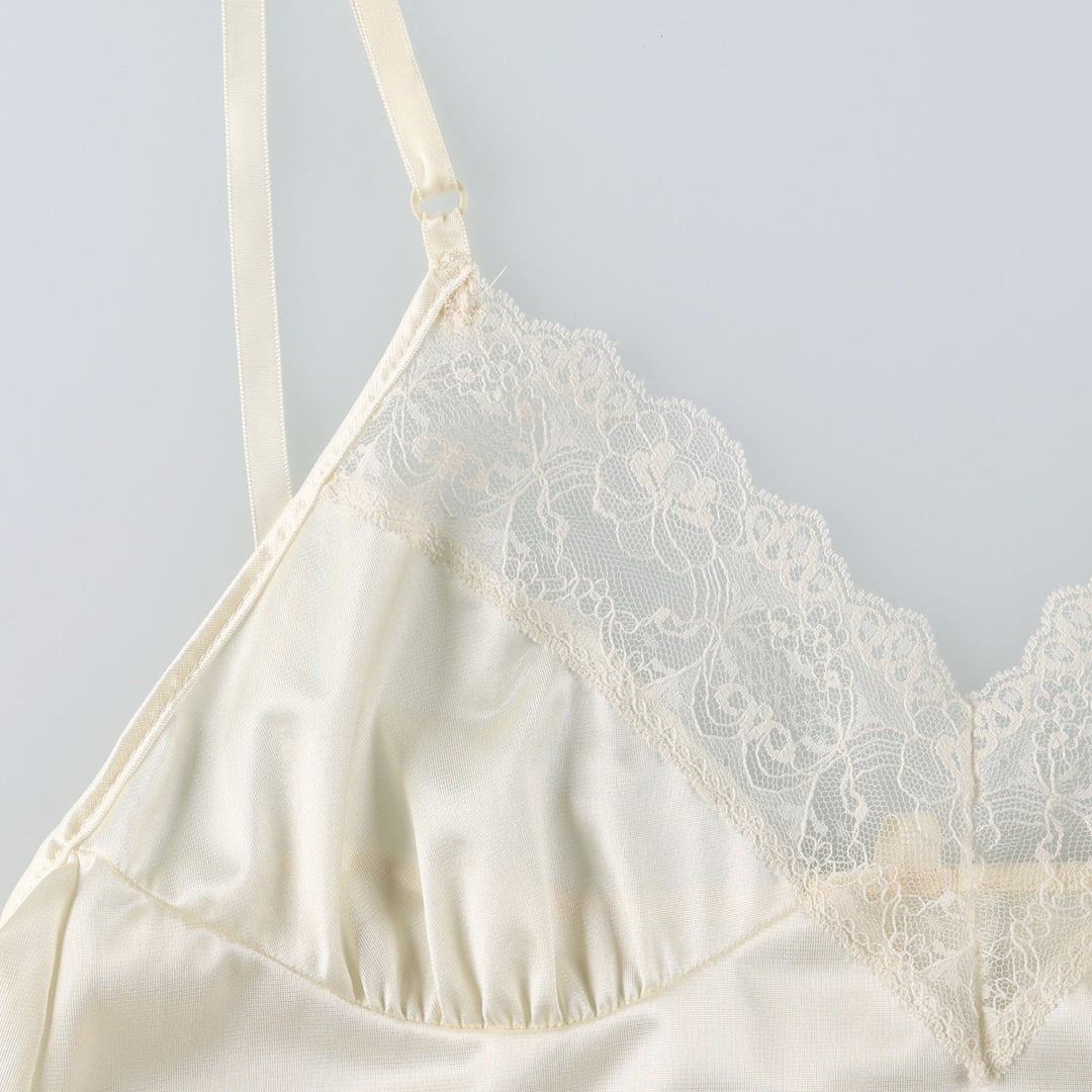 DIANE von FURSTENBERG midi-length lingerie camisole dress, made in the USA, women's size M equivalent. Nylon unbleached Vintage Second Hand