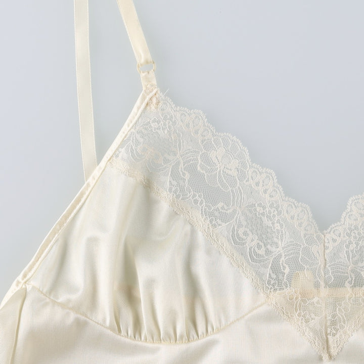 DIANE von FURSTENBERG midi-length lingerie camisole dress, made in the USA, women's size M equivalent. Nylon unbleached Vintage Second Hand