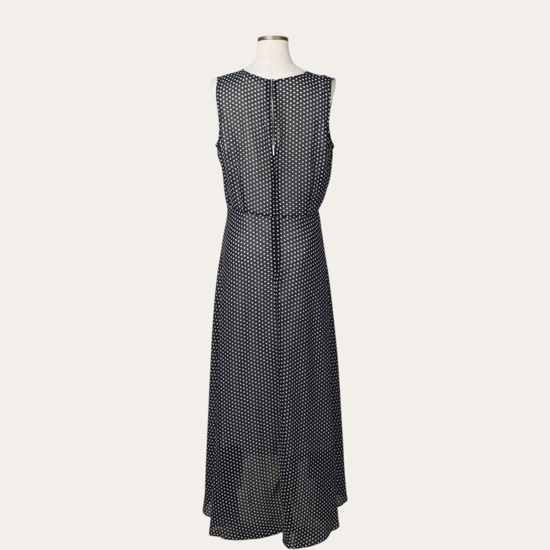2000'S Calvin Klein polka dot pattern maxi dress, two-tone, sleeveless, flared, women's size M (approx.) polyester white type Vintage Second Hand