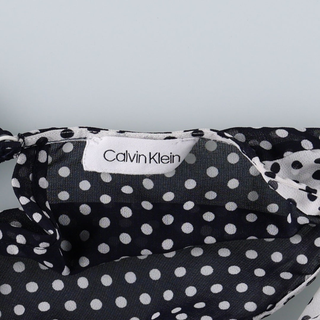 2000'S Calvin Klein polka dot pattern maxi dress, two-tone, sleeveless, flared, women's size M (approx.) polyester white type Vintage Second Hand