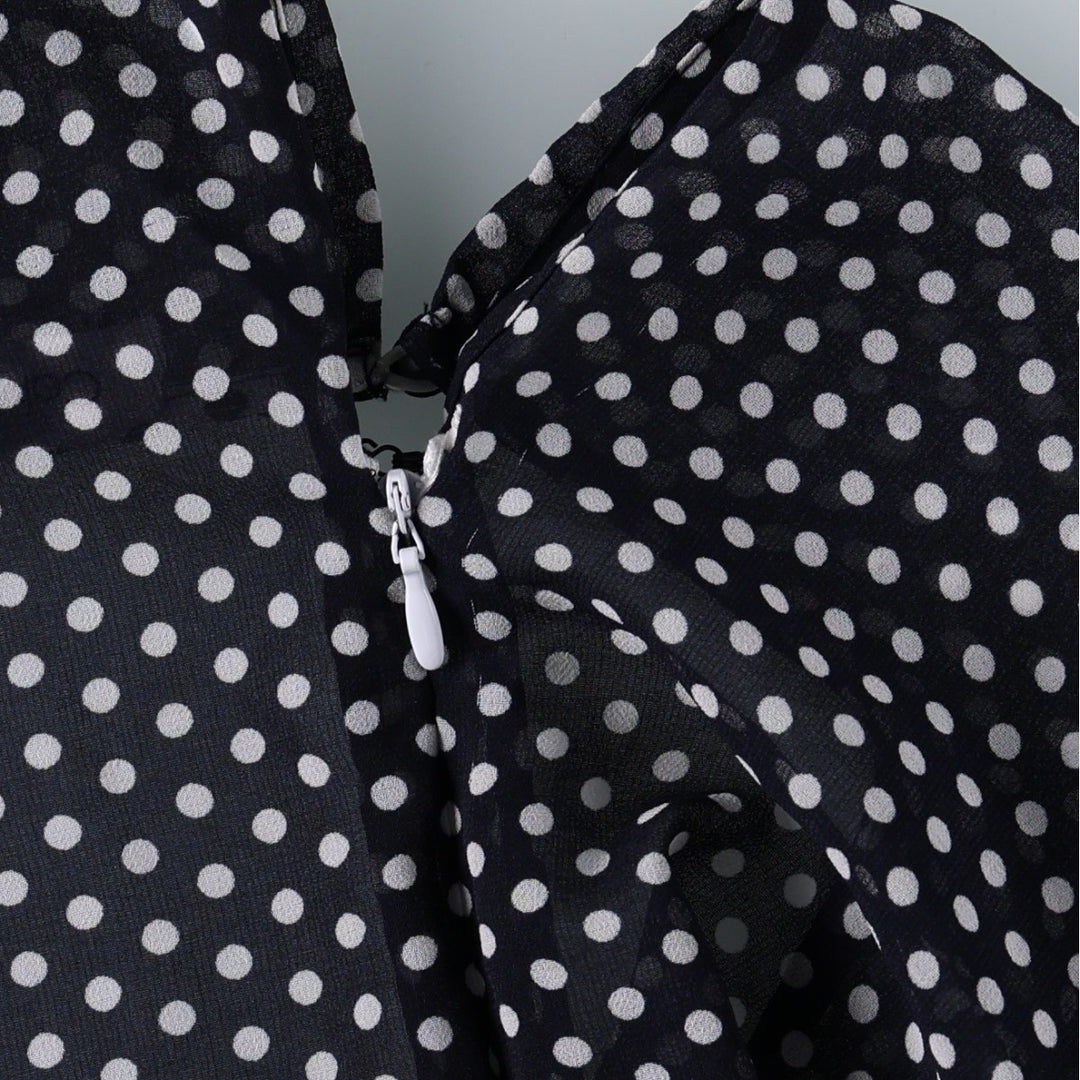 2000'S Calvin Klein polka dot pattern maxi dress, two-tone, sleeveless, flared, women's size M (approx.) polyester white type Vintage Second Hand