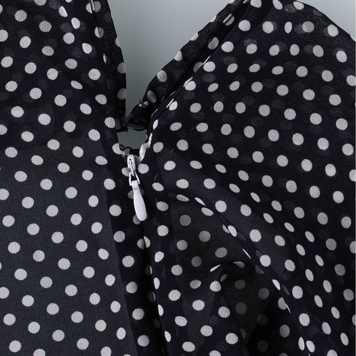 2000'S Calvin Klein polka dot pattern maxi dress, two-tone, sleeveless, flared, women's size M (approx.) polyester white type Vintage Second Hand