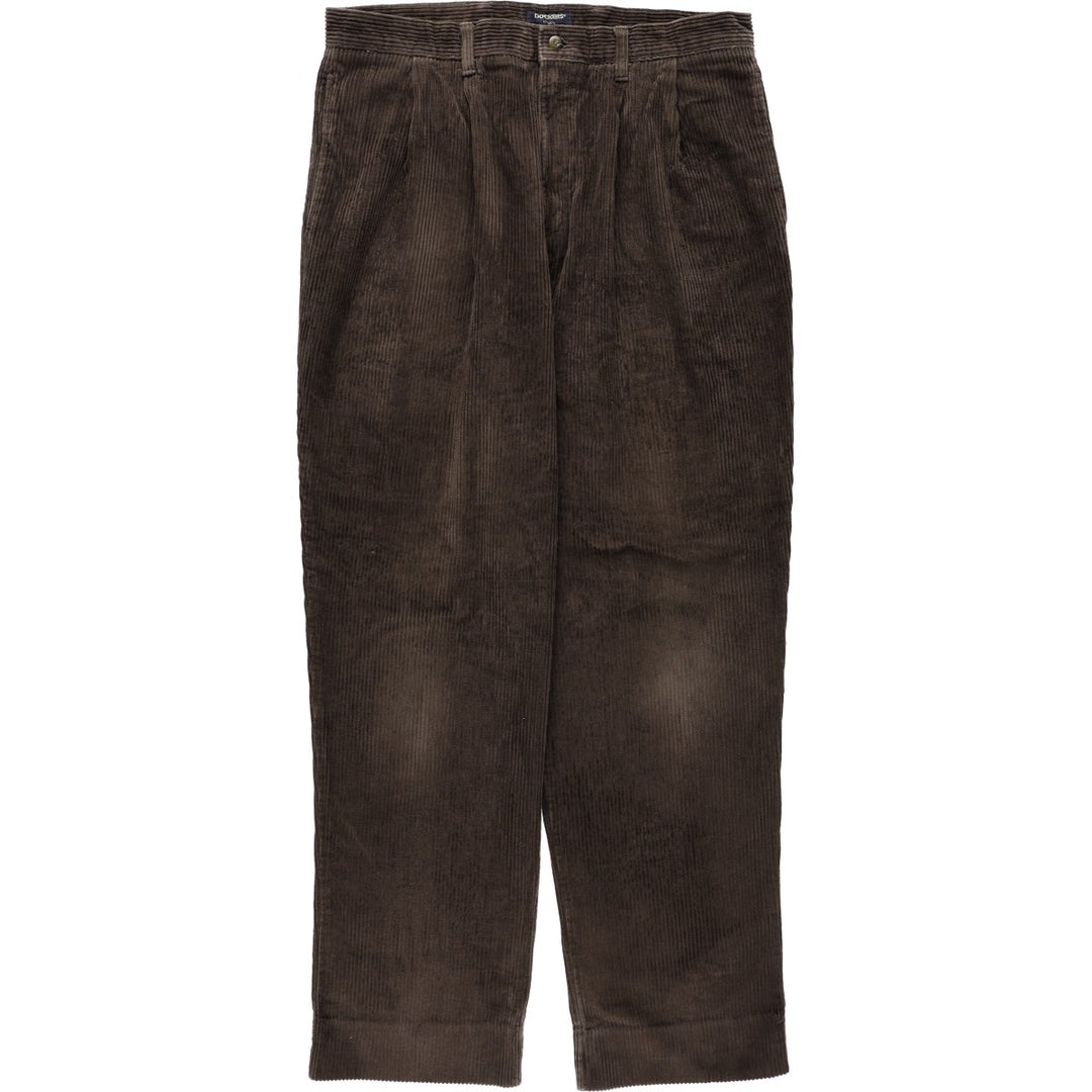 90'S Dockers khakis loose fit two-pleat corduroy pants, men's size W36 equivalent, vintage. cotton dark chocolate Vintage Second Hand