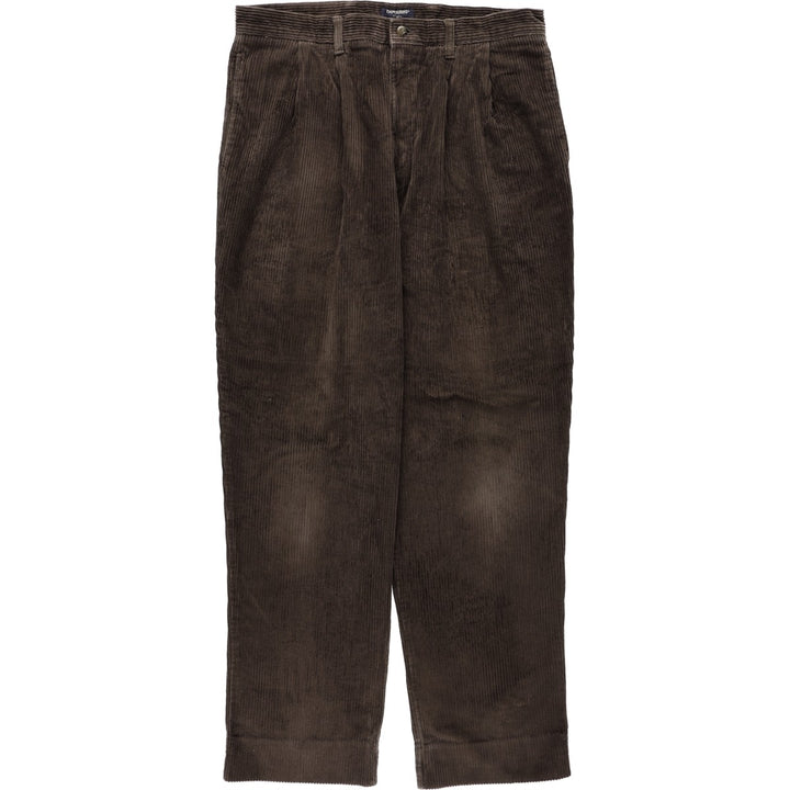 90'S Dockers khakis loose fit two-pleat corduroy pants, men's size W36 equivalent, vintage. cotton dark chocolate Vintage Second Hand