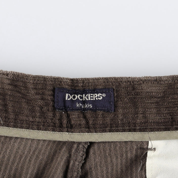90'S Dockers khakis loose fit two-pleat corduroy pants, men's size W36 equivalent, vintage. cotton dark chocolate Vintage Second Hand