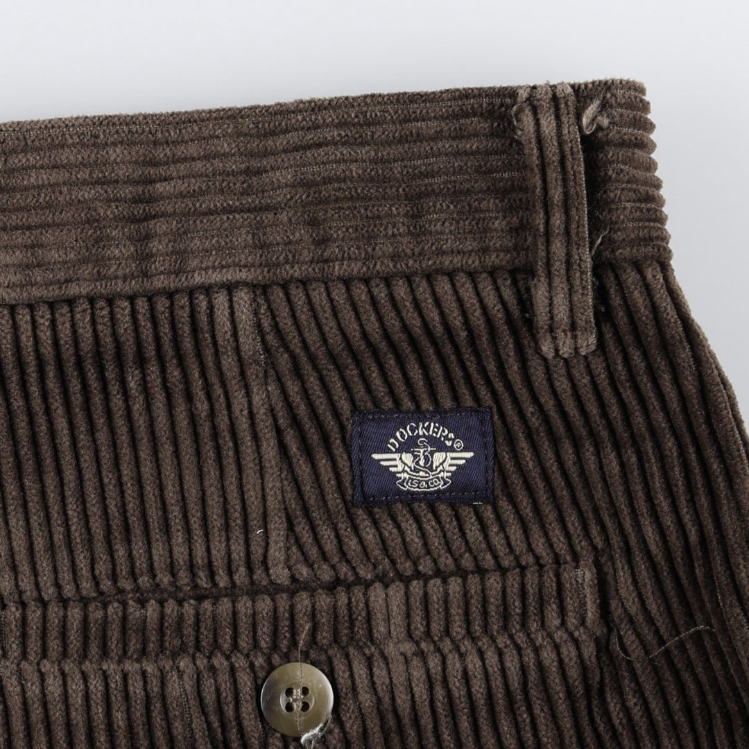 90'S Dockers khakis loose fit two-pleat corduroy pants, men's size W36 equivalent, vintage. cotton dark chocolate Vintage Second Hand