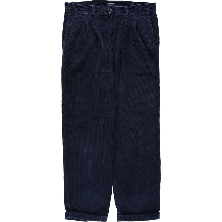 90'S Dockers khakis relaxed fit two-pleat corduroy pants, men's size W35 equivalent, vintage. cotton navy blue type Vintage Second Hand