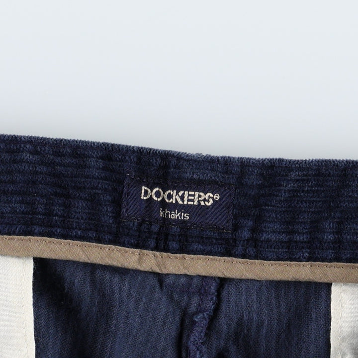 90'S Dockers khakis relaxed fit two-pleat corduroy pants, men's size W35 equivalent, vintage. cotton navy blue type Vintage Second Hand