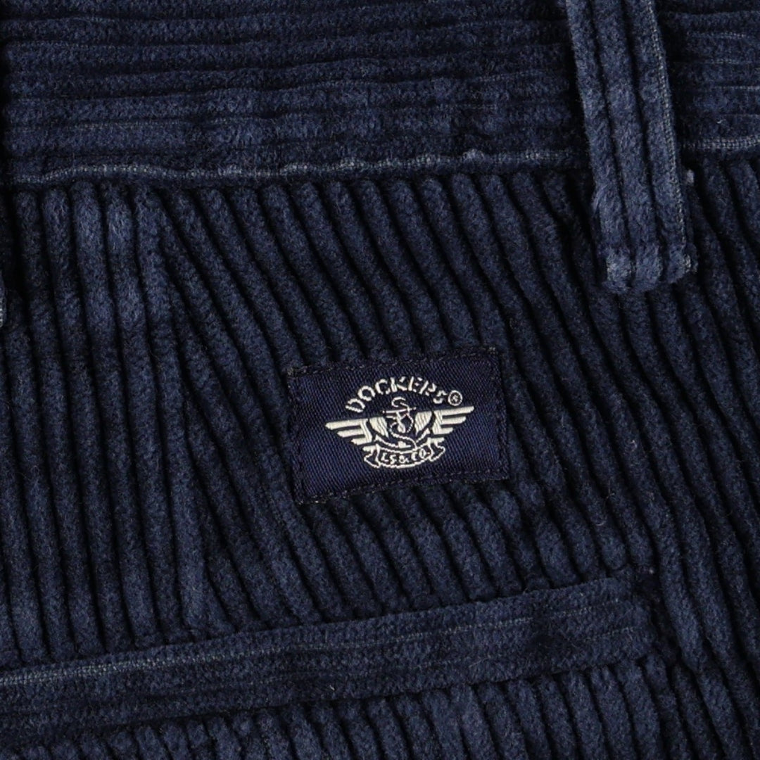 90'S Dockers khakis relaxed fit two-pleat corduroy pants, men's size W35 equivalent, vintage. cotton navy blue type Vintage Second Hand