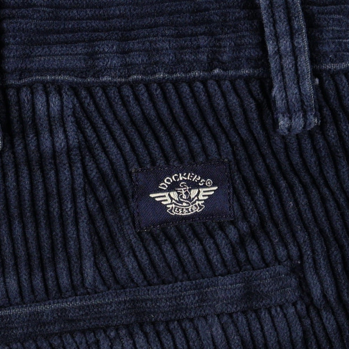 90'S Dockers khakis relaxed fit two-pleat corduroy pants, men's size W35 equivalent, vintage. cotton navy blue type Vintage Second Hand