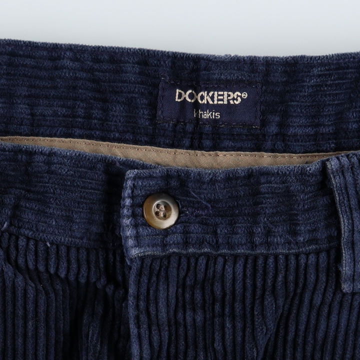 90'S Dockers khakis relaxed fit two-pleat corduroy pants, men's size W35 equivalent, vintage. cotton navy blue type Vintage Second Hand
