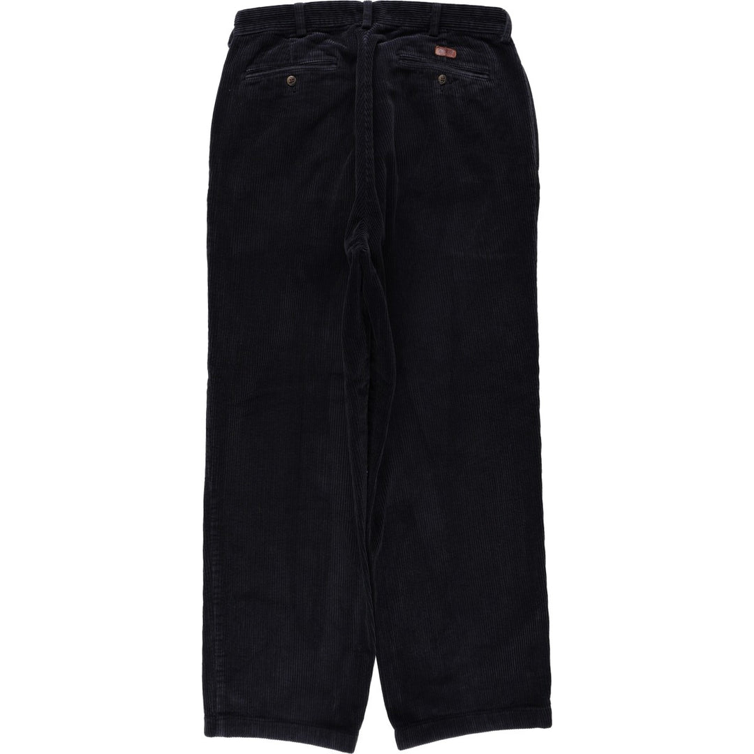 Ralph Lauren POLO by Ralph Lauren ANDREW PANT, two-pleat corduroy pants, men's, W33 equivalent cotton navy blue type Vintage Second Hand
