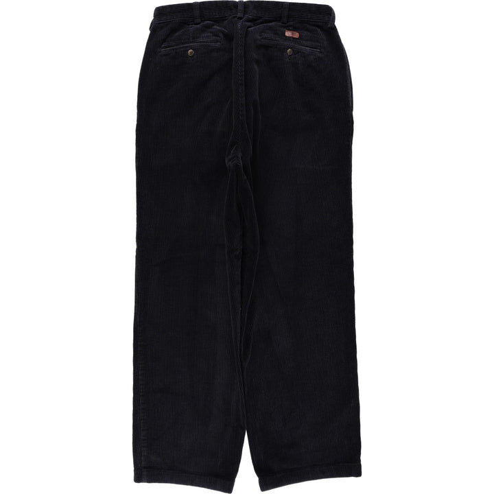 Ralph Lauren POLO by Ralph Lauren ANDREW PANT, two-pleat corduroy pants, men's, W33 equivalent cotton navy blue type Vintage Second Hand