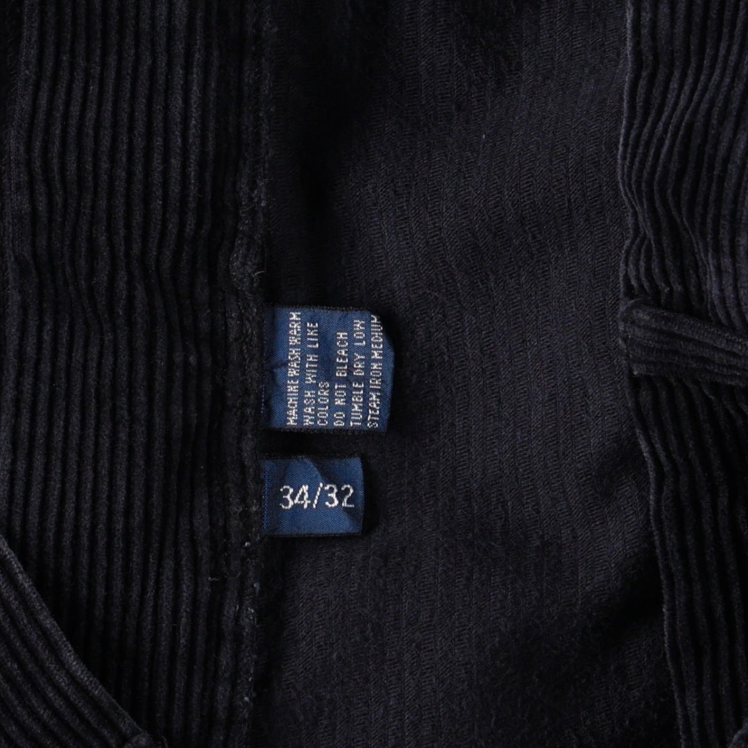 Ralph Lauren POLO by Ralph Lauren ANDREW PANT, two-pleat corduroy pants, men's, W33 equivalent cotton navy blue type Vintage Second Hand