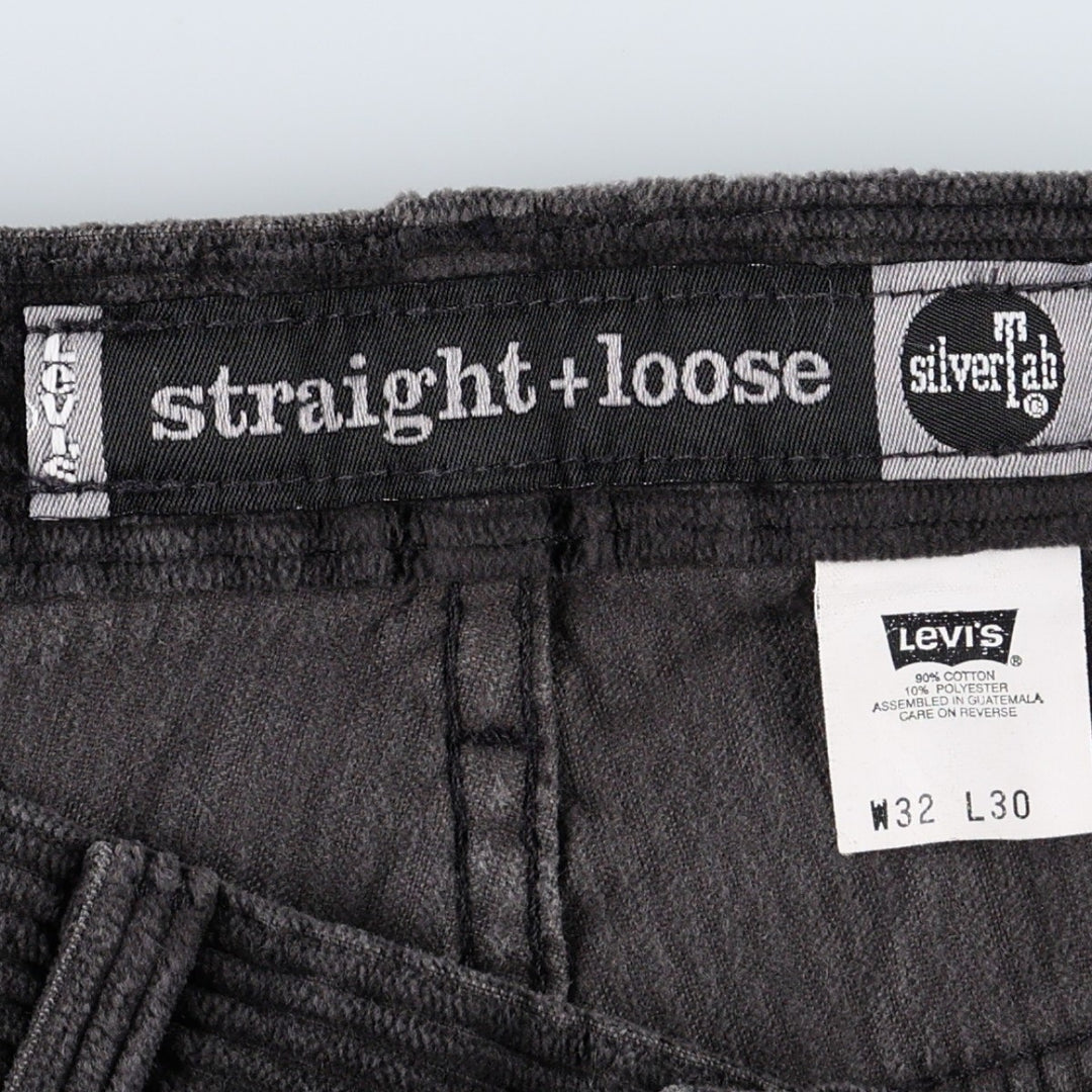 90'S Levi's Silver Tab Straight Loose Corduroy Pants, Men's W34 (approx.), Vintage cotton black type Vintage Second Hand