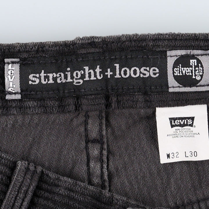 90'S Levi's Silver Tab Straight Loose Corduroy Pants, Men's W34 (approx.), Vintage cotton black type Vintage Second Hand
