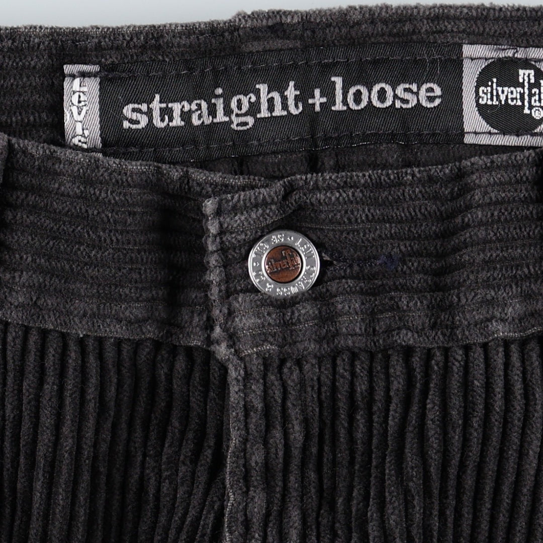 90'S Levi's Silver Tab Straight Loose Corduroy Pants, Men's W34 (approx.), Vintage cotton black type Vintage Second Hand