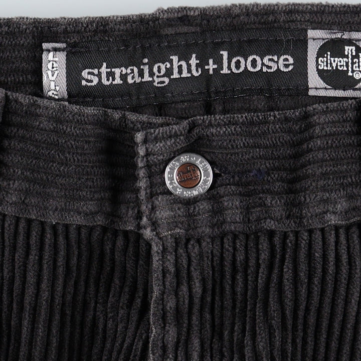 90'S Levi's Silver Tab Straight Loose Corduroy Pants, Men's W34 (approx.), Vintage cotton black type Vintage Second Hand
