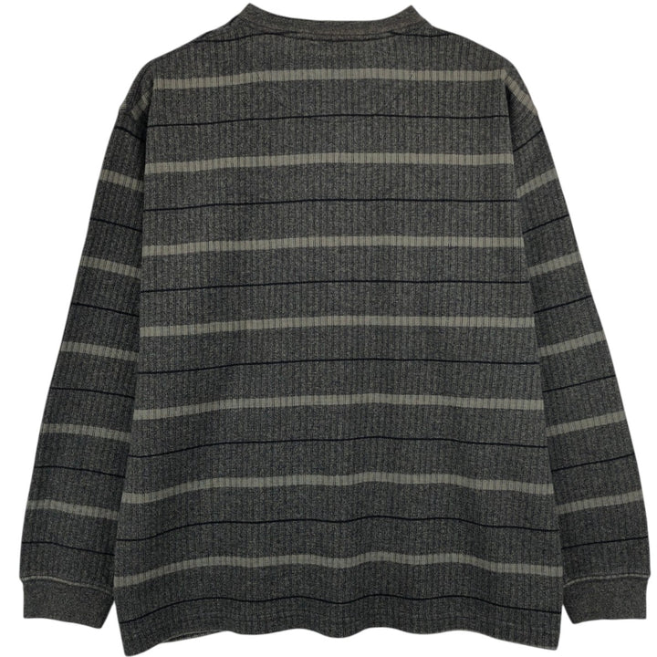 Pierre Cardin striped V-neck long-sleeved T-shirt, made in India, men's size L equivalent. cotton black type Vintage Second Hand