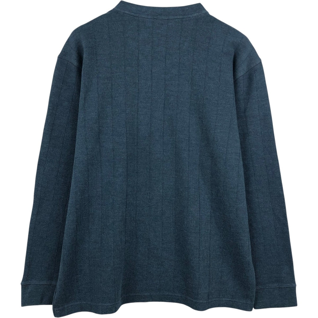 Columbia V-neck Long-Sleeve T-Shirt (Men's Size L) cotton blue type Vintage Second Hand