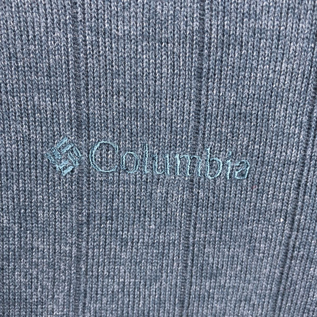 Columbia V-neck Long-Sleeve T-Shirt (Men's Size L) cotton blue type Vintage Second Hand