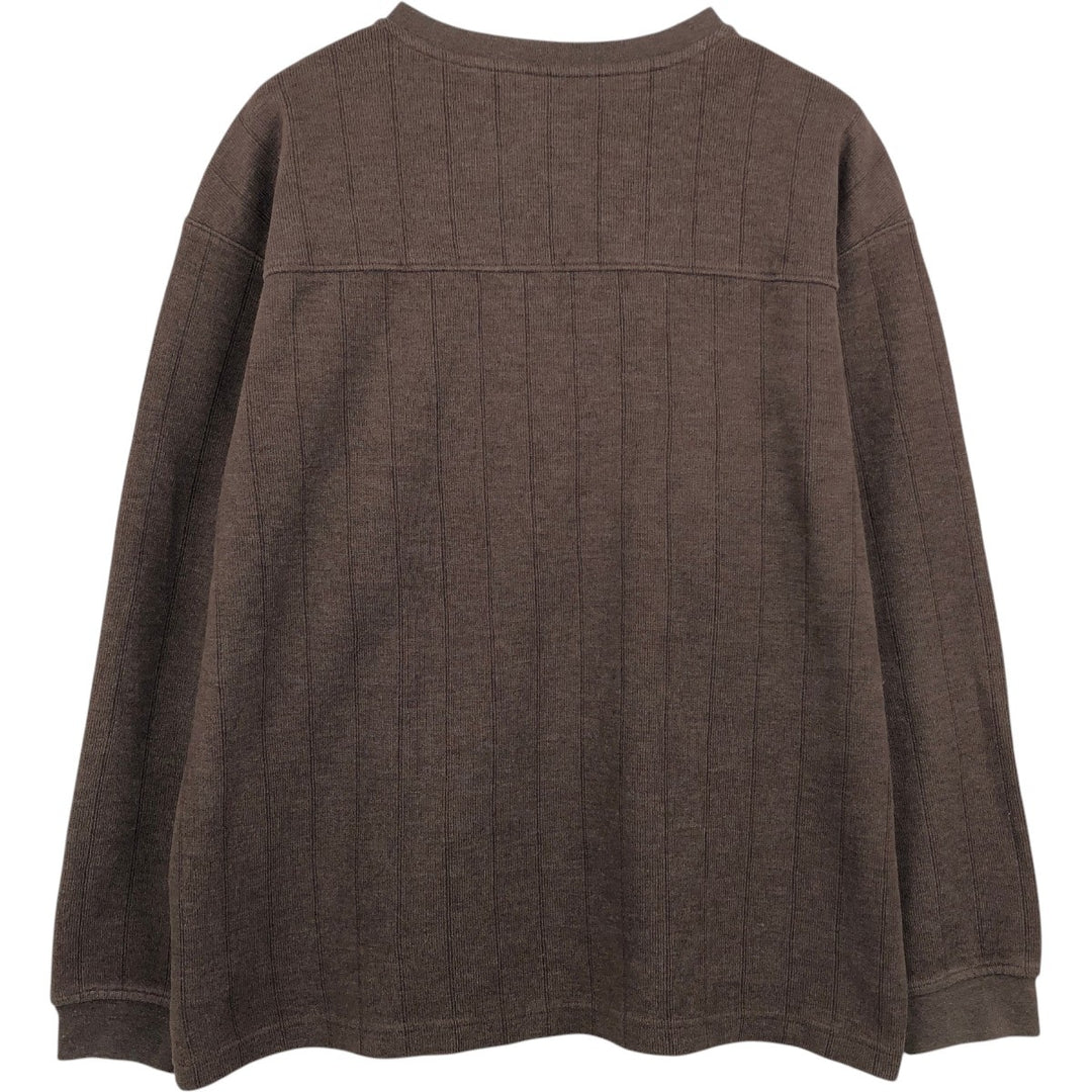 Columbia V-neck Long-Sleeve T-Shirt (Men's Size XL) cotton brown type Vintage Second Hand