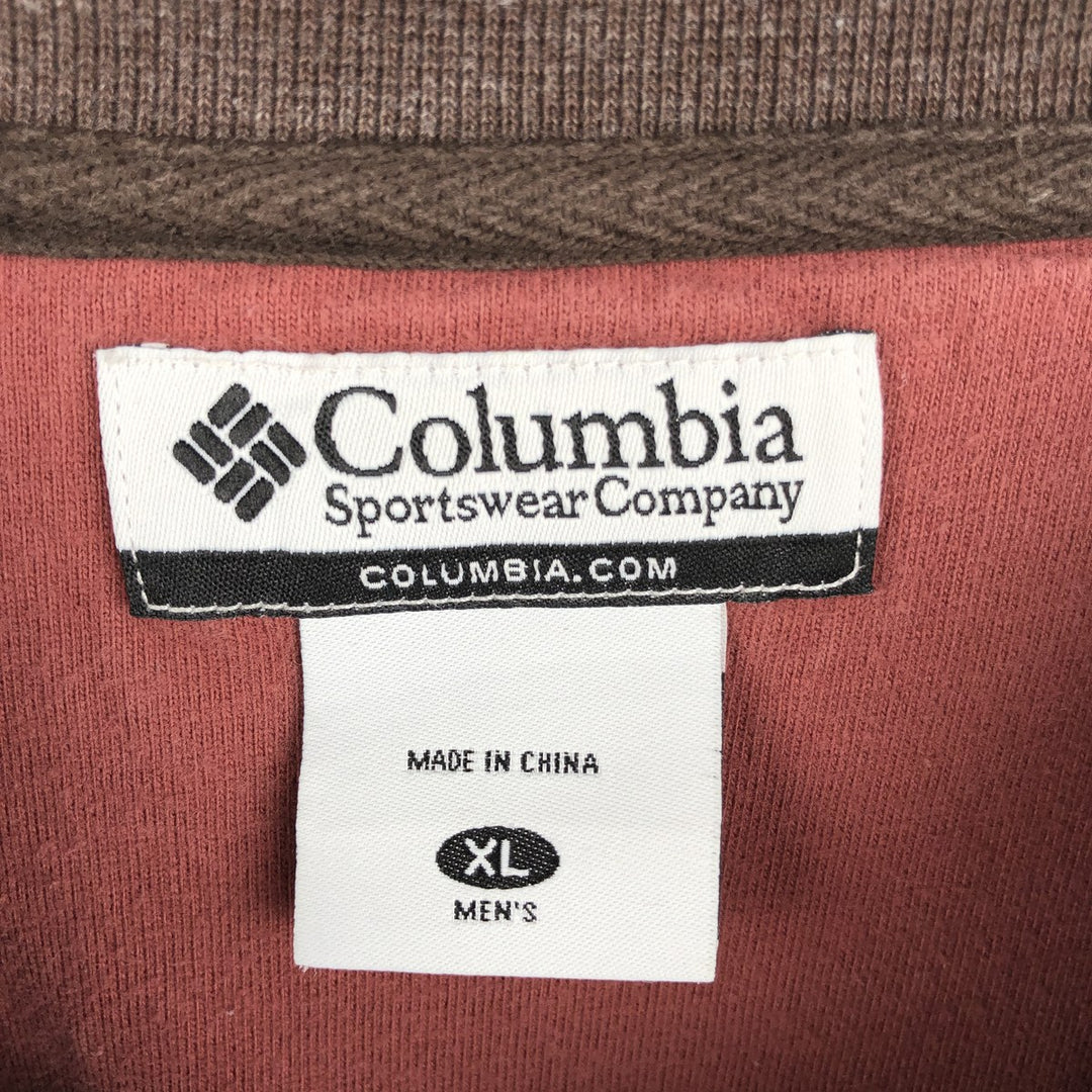 Columbia V-neck Long-Sleeve T-Shirt (Men's Size XL) cotton brown type Vintage Second Hand