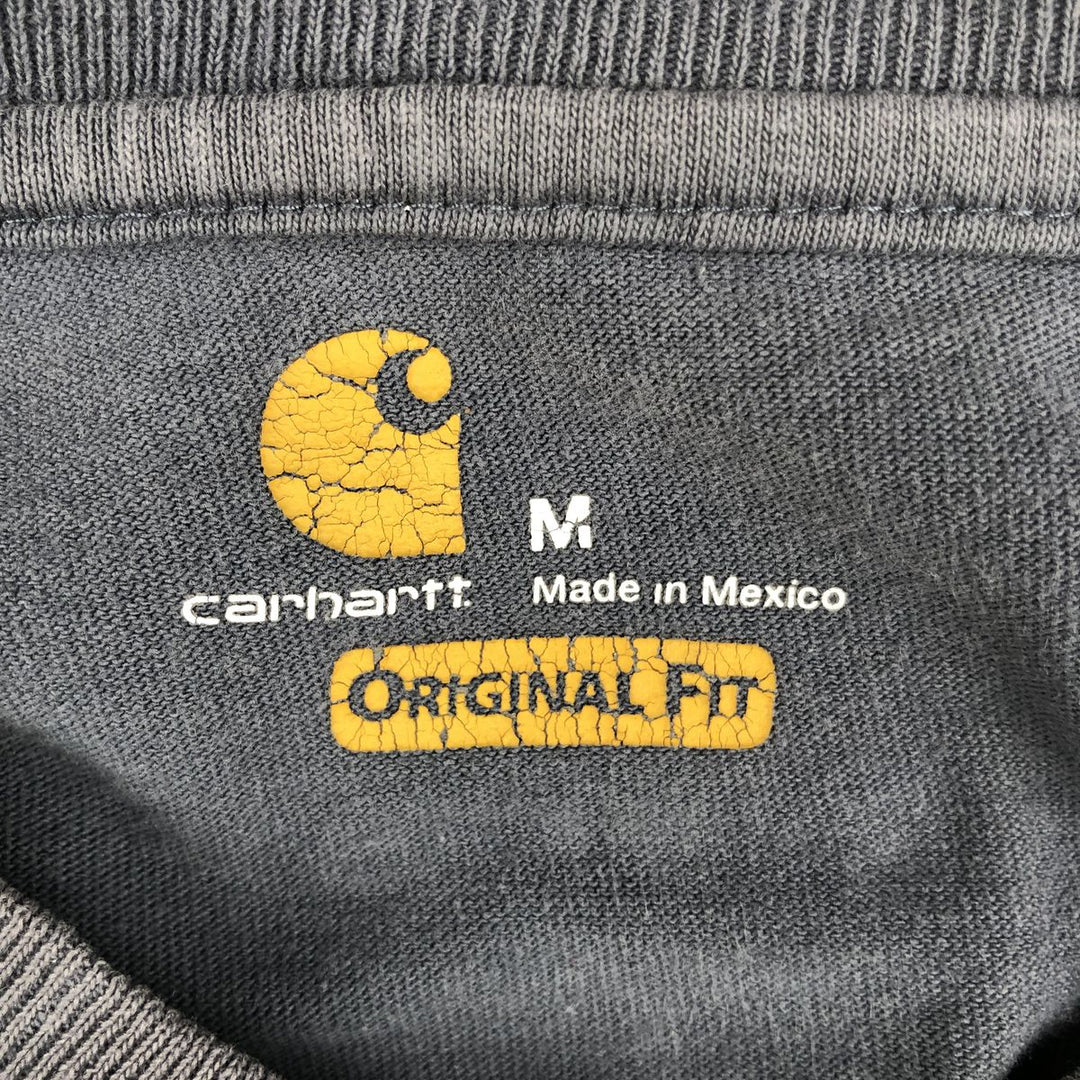 Carhartt ORIGINAL FIT Henley Neck Plain Pocket Long-Sleeve T-Shirt (Men's Size M) cotton Blue type light blue Vintage Second Hand