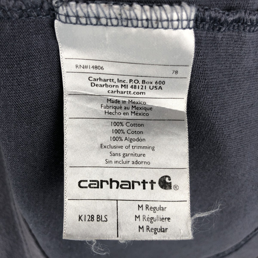 Carhartt ORIGINAL FIT Henley Neck Plain Pocket Long-Sleeve T-Shirt (Men's Size M) cotton Blue type light blue Vintage Second Hand