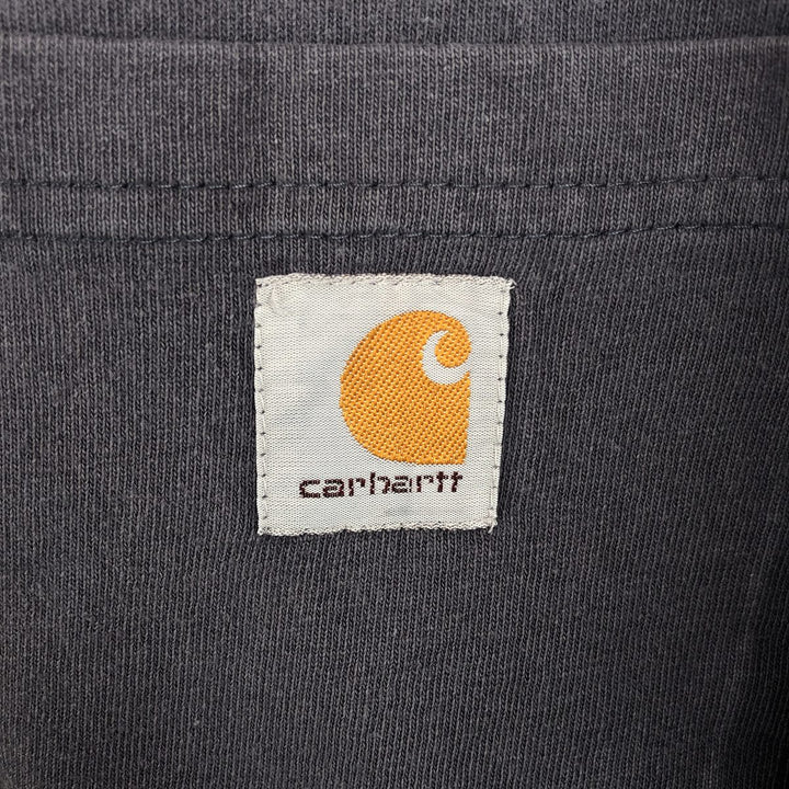 Carhartt ORIGINAL FIT Henley Neck Plain Pocket Long-Sleeve T-Shirt (Men's Size M) cotton Blue type light blue Vintage Second Hand