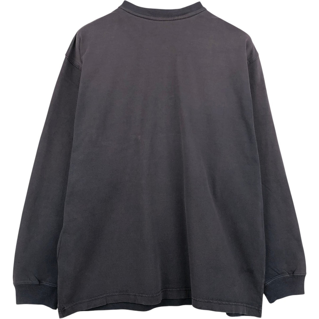 Carhartt Henley neck plain pocket long T-shirt long T men's L size cotton black type Vintage Second Hand