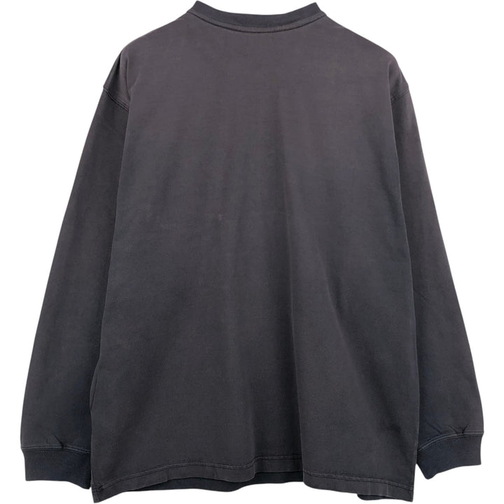 Carhartt Henley neck plain pocket long T-shirt long T men's L size cotton black type Vintage Second Hand