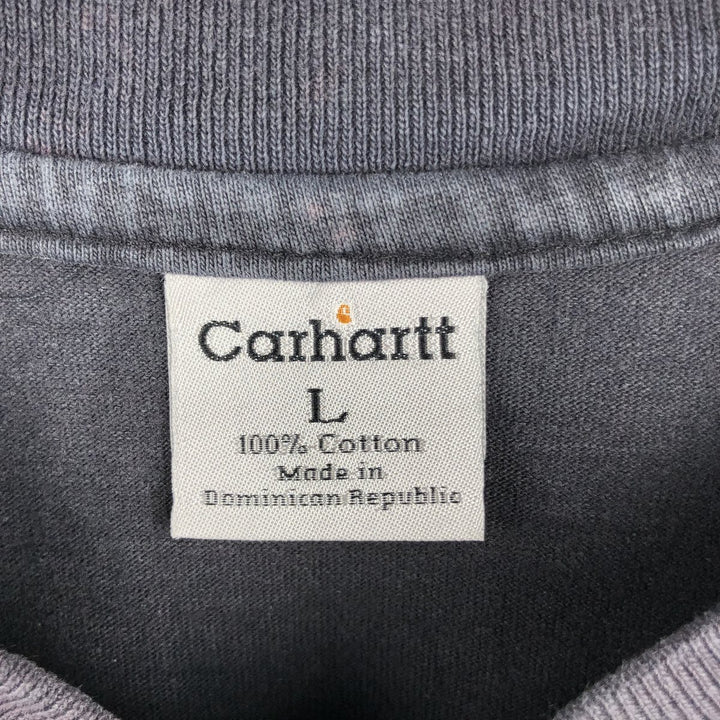 Carhartt Henley neck plain pocket long T-shirt long T men's L size cotton black type Vintage Second Hand