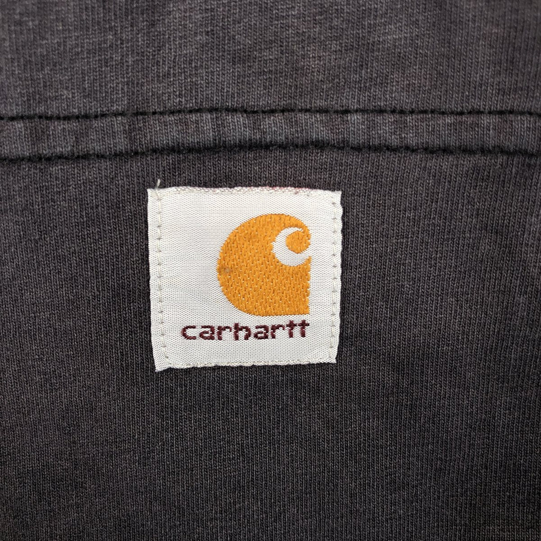 Carhartt Henley neck plain pocket long T-shirt long T men's L size cotton black type Vintage Second Hand