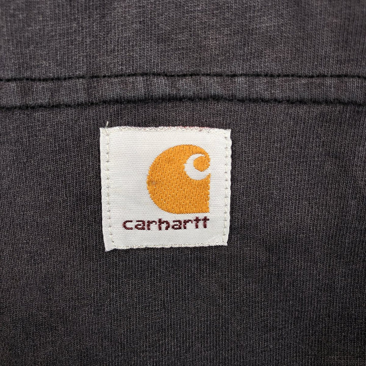 Carhartt Henley neck plain pocket long T-shirt long T men's L size cotton black type Vintage Second Hand