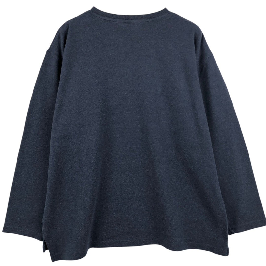 Brooks Brothers Est.1818 V-neck Long-Sleeve T-Shirt (Men's Size L) cotton navy blue type Vintage Second Hand